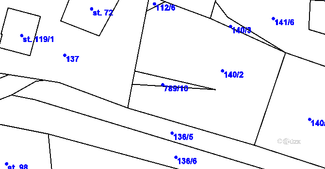 Parcela st. 789/10 v KÚ Líšnice u Mohelnice, Katastrální mapa
