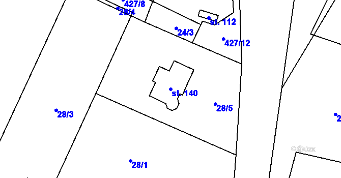 Parcela st. 140 v KÚ Líšnice u Mohelnice, Katastrální mapa