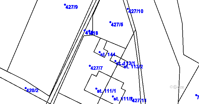 Parcela st. 144 v KÚ Líšnice u Mohelnice, Katastrální mapa