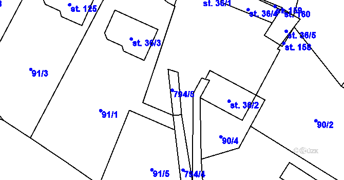 Parcela st. 794/5 v KÚ Líšnice u Mohelnice, Katastrální mapa