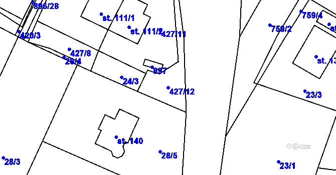 Parcela st. 427/12 v KÚ Líšnice u Mohelnice, Katastrální mapa
