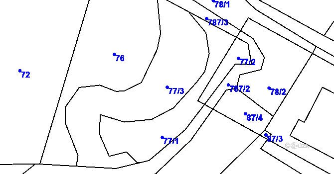 Parcela st. 77/3 v KÚ Líšnice u Mohelnice, Katastrální mapa