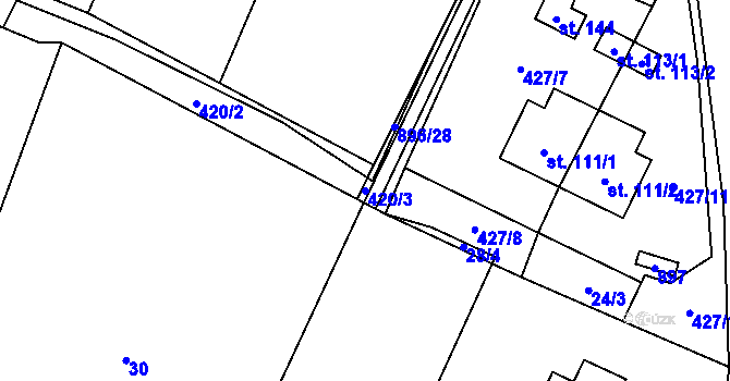 Parcela st. 420/3 v KÚ Líšnice u Mohelnice, Katastrální mapa
