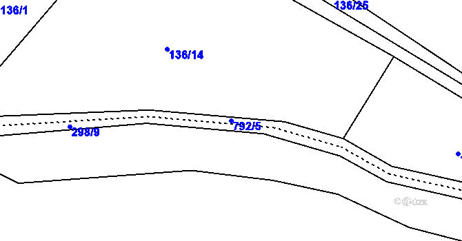 Parcela st. 792/5 v KÚ Líšnice u Mohelnice, Katastrální mapa