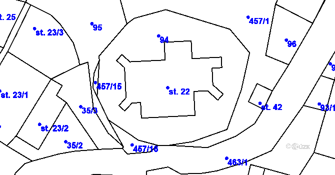 Parcela st. 22 v KÚ Vyšehorky, Katastrální mapa
