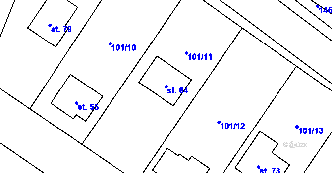 Parcela st. 64 v KÚ Vyšehorky, Katastrální mapa