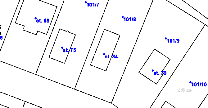 Parcela st. 84 v KÚ Vyšehorky, Katastrální mapa