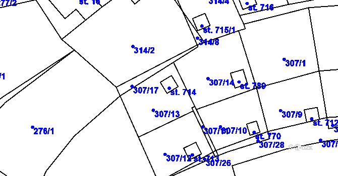 Parcela st. 714 v KÚ Líšný, Katastrální mapa