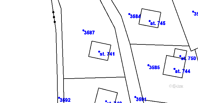 Parcela st. 741 v KÚ Líšný, Katastrální mapa