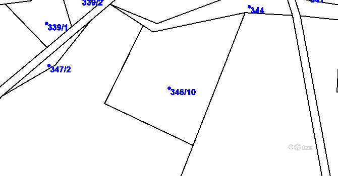 Parcela st. 346/10 v KÚ Líšný, Katastrální mapa