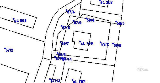 Parcela st. 799 v KÚ Líšný, Katastrální mapa