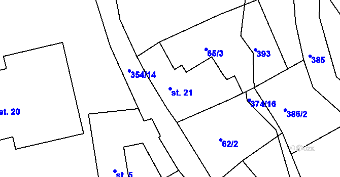 Parcela st. 21 v KÚ Dolní Miletín, Katastrální mapa