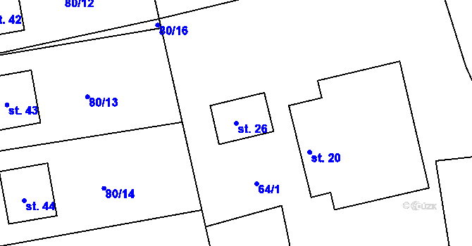 Parcela st. 26 v KÚ Dolní Miletín, Katastrální mapa