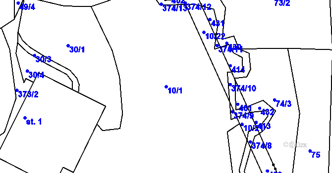 Parcela st. 10/1 v KÚ Dolní Miletín, Katastrální mapa