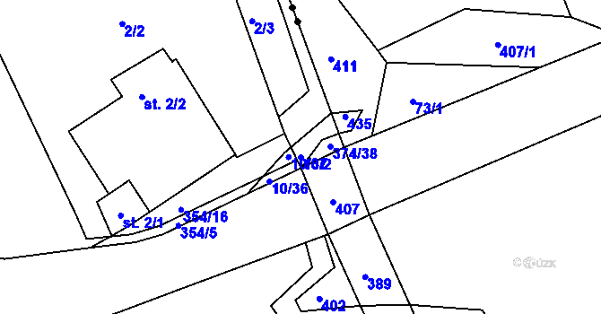 Parcela st. 10/2 v KÚ Dolní Miletín, Katastrální mapa