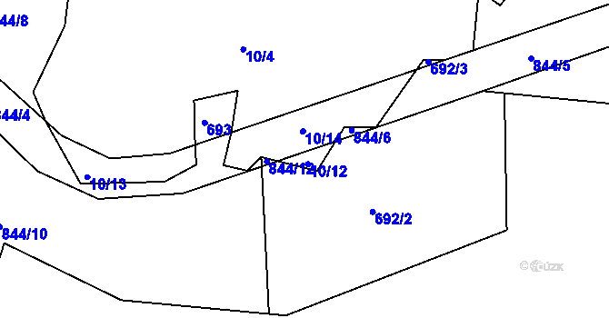 Parcela st. 10/12 v KÚ Dolní Miletín, Katastrální mapa