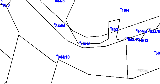 Parcela st. 10/13 v KÚ Dolní Miletín, Katastrální mapa