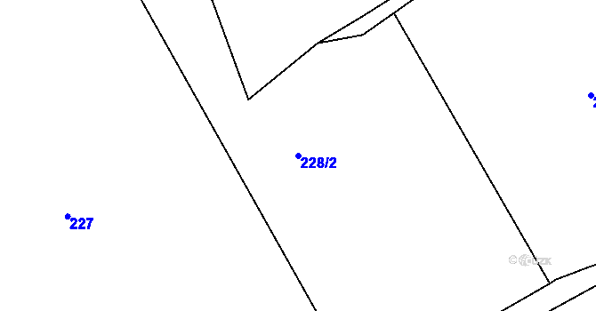 Parcela st. 228/2 v KÚ Dolní Miletín, Katastrální mapa