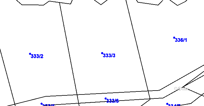 Parcela st. 333/3 v KÚ Dolní Miletín, Katastrální mapa