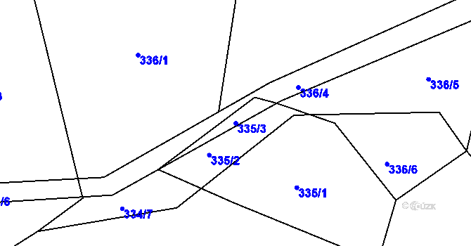 Parcela st. 335/3 v KÚ Dolní Miletín, Katastrální mapa