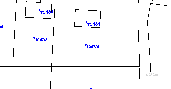 Parcela st. 1047/4 v KÚ Levín u Lišova, Katastrální mapa