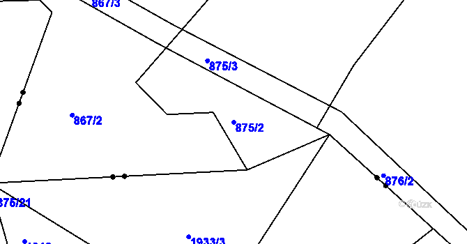 Parcela st. 875/2 v KÚ Levín u Lišova, Katastrální mapa