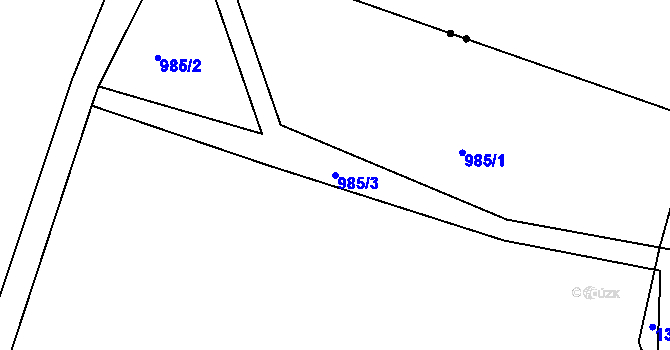 Parcela st. 985/3 v KÚ Levín u Lišova, Katastrální mapa