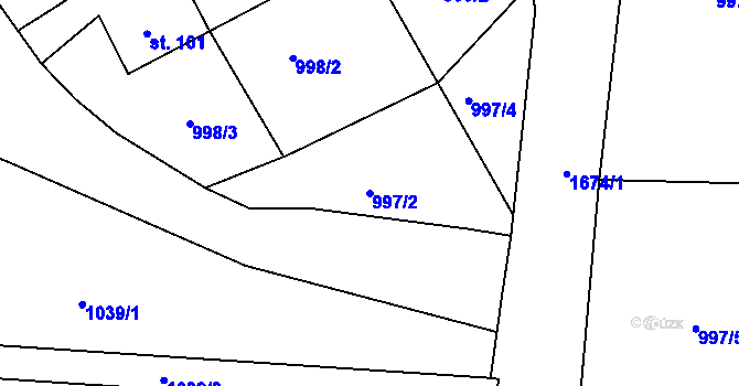 Parcela st. 997/2 v KÚ Levín u Lišova, Katastrální mapa