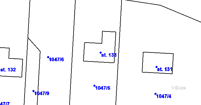Parcela st. 133 v KÚ Levín u Lišova, Katastrální mapa