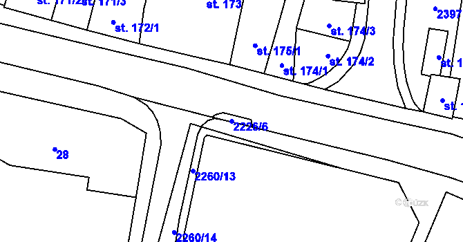 Parcela st. 2226/6 v KÚ Lišov, Katastrální mapa