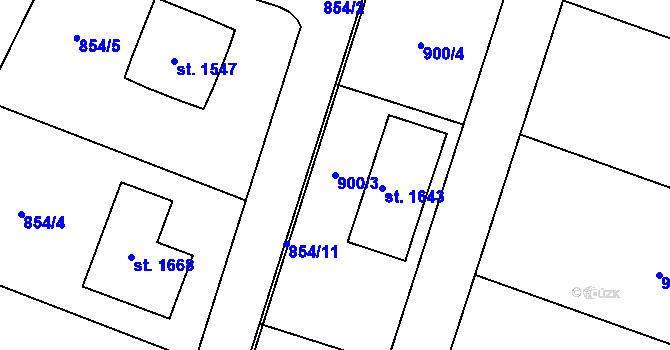 Parcela st. 900/3 v KÚ Lišov, Katastrální mapa