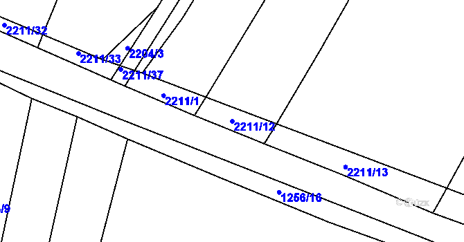Parcela st. 2211/12 v KÚ Lišov, Katastrální mapa