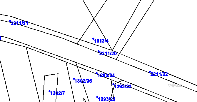 Parcela st. 2211/20 v KÚ Lišov, Katastrální mapa