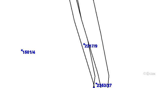 Parcela st. 2217/9 v KÚ Lišov, Katastrální mapa