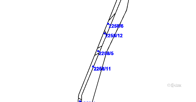 Parcela st. 2258/5 v KÚ Lišov, Katastrální mapa