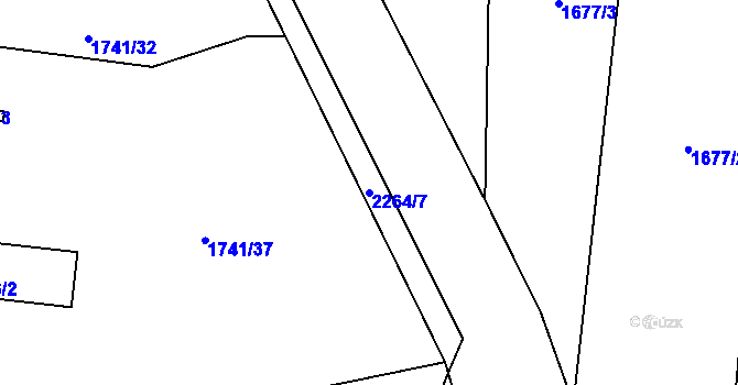 Parcela st. 2264/7 v KÚ Lišov, Katastrální mapa