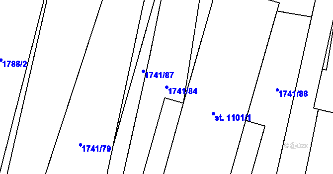 Parcela st. 1741/84 v KÚ Lišov, Katastrální mapa