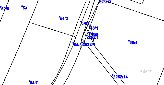 Parcela st. 2022/4 v KÚ Lišov, Katastrální mapa