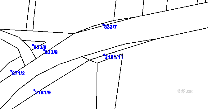 Parcela st. 2181/11 v KÚ Lišov, Katastrální mapa