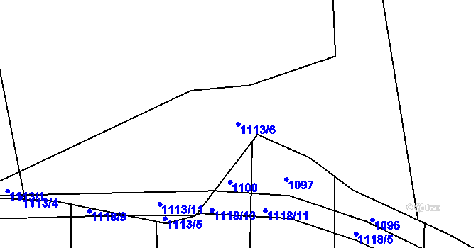 Parcela st. 1113/6 v KÚ Lišov, Katastrální mapa