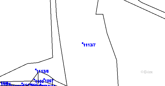 Parcela st. 1113/7 v KÚ Lišov, Katastrální mapa