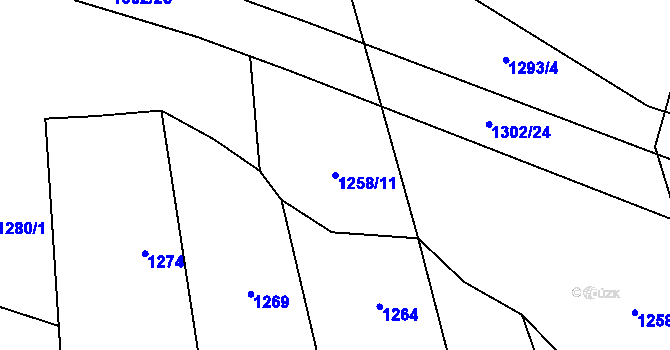 Parcela st. 1258/11 v KÚ Lišov, Katastrální mapa
