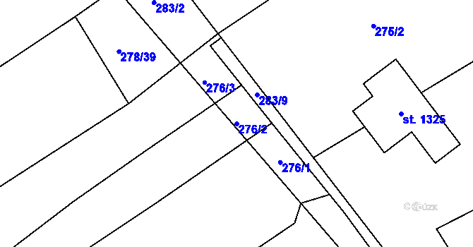 Parcela st. 276/2 v KÚ Lišov, Katastrální mapa