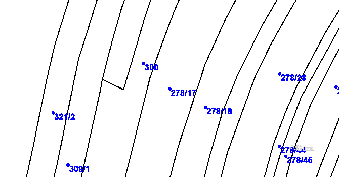 Parcela st. 278/17 v KÚ Lišov, Katastrální mapa