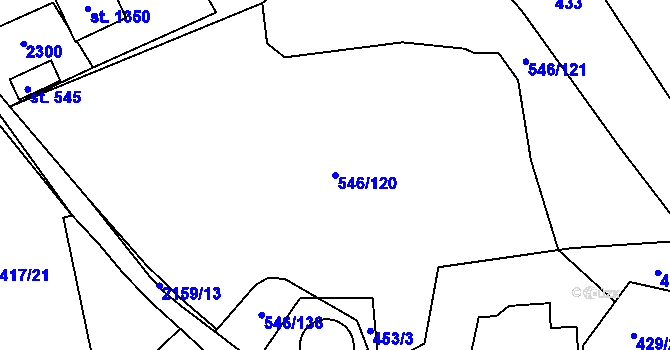 Parcela st. 546/120 v KÚ Lišov, Katastrální mapa