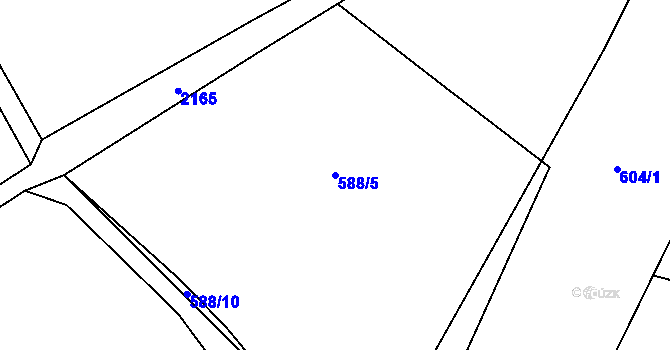 Parcela st. 588/5 v KÚ Lišov, Katastrální mapa
