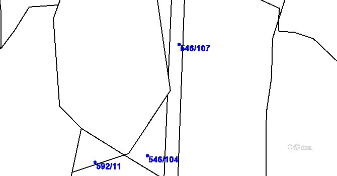 Parcela st. 592/10 v KÚ Lišov, Katastrální mapa