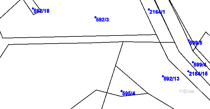 Parcela st. 592/12 v KÚ Lišov, Katastrální mapa