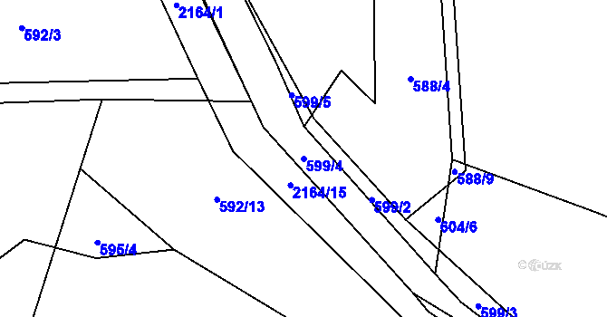 Parcela st. 599/4 v KÚ Lišov, Katastrální mapa