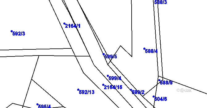 Parcela st. 599/5 v KÚ Lišov, Katastrální mapa